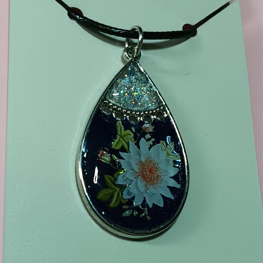 One of a kind handmade pendant with braided cord 18" necklace (with extender)